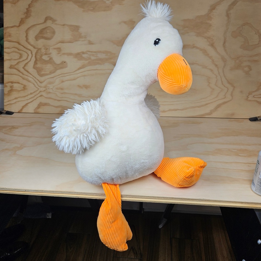 Gigglescape White Goose Plush Stuffed Animal Orange Corduroy Feet 19 inch 2025